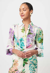 ONCE WAS Swanson Embroidered Cotton Voile Shirt - Wisteria Alba Sz5 NZ16