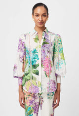 ONCE WAS Swanson Embroidered Cotton Voile Shirt - Wisteria Alba Sz5 NZ16