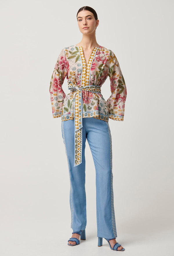 ONCE WAS Emery Kaftan Tie Top Sz5 NZ16