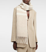 JACQUEMUS Logo Virgin Wool Scarf - Beige