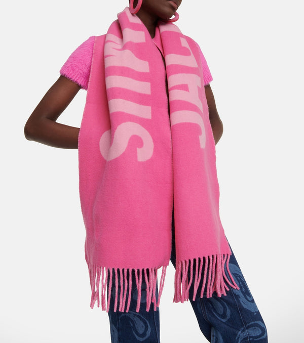 JACQUEMUS Logo Virgin Wool Scarf - Pink