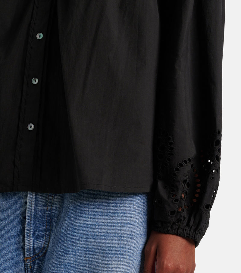 VELVET Carden Broderie Anglaise Cotton Blouse - Black SzS