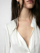 ZADIG & VOLTAIRE Tink Satin Tunic Blouse - White SzS