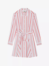 CLAUDIE PIERLOT Mini Shirt Dress - Red Stripe Sz36 NZ8