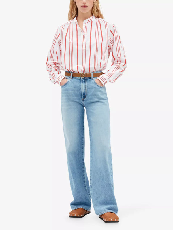 CLAUDIE PIERLOT Stripe Blouse - Red Sz36 NZ8