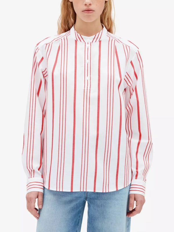 CLAUDIE PIERLOT Stripe Blouse - Red Sz36 NZ8