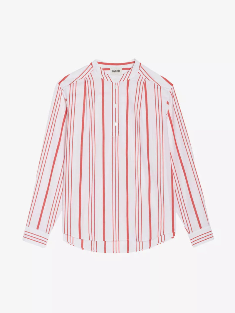 CLAUDIE PIERLOT Stripe Blouse - Red Sz36 NZ8