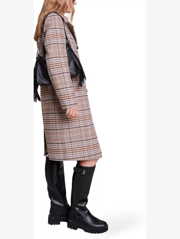 MAJE Checked Double Breasted Coat - Sz38 NZ10