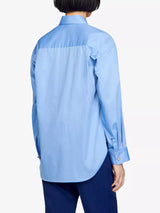 SANDRO Jano Ruffle Shirt - Blue Sz2 NZ10