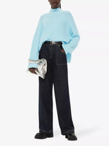 WHISTLES High-neck Ribbed Jumper - Pale Blue SzM