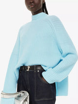 WHISTLES High-neck Ribbed Jumper - Pale Blue SzM