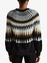 REISS Fuzzy Fairisle Jumper - Black/Camel SzS