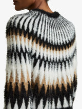 REISS Fuzzy Fairisle Jumper - Black/Camel SzS