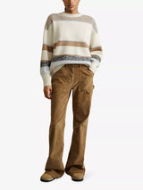 REISS Wool & Cashmere Striped Jumper - Ivory/Blue SzM