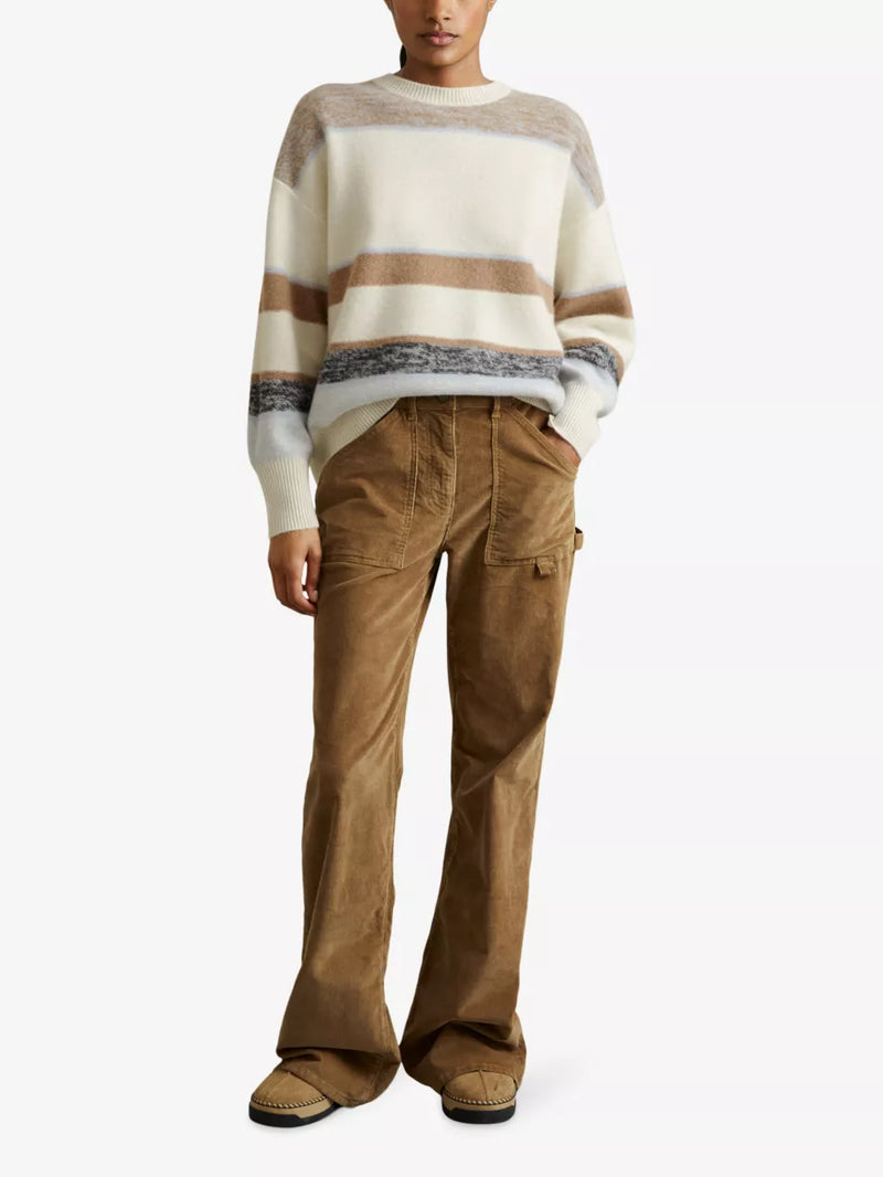 REISS Wool & Cashmere Striped Jumper - Ivory/Blue SzM