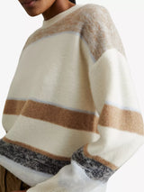 REISS Wool & Cashmere Striped Jumper - Ivory/Blue SzM