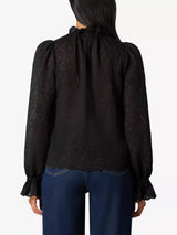 RO&ZO Scalloped Flared-cuff Lace Top - Black Sz12