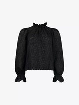 RO&ZO Scalloped Flared-cuff Lace Top - Black Sz12