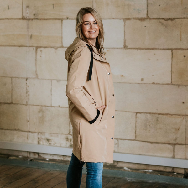 MOKE Rach Women's Long-Lined Soft Shell Coat - Caramel SzM