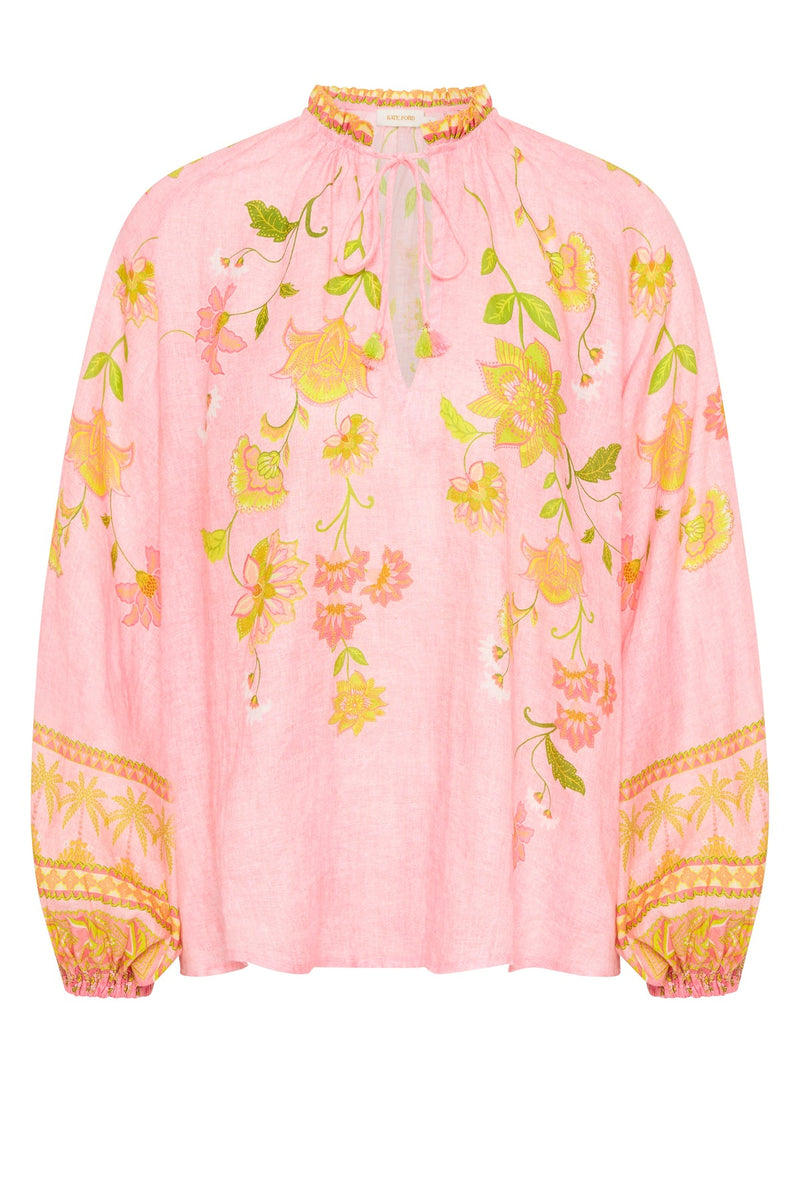 KATE FORD Ruellia Tassel Blouse - Pink Sz4 NZ14