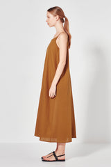 Shjark Corsica Linen Slip Dress - Terracotta Sz10