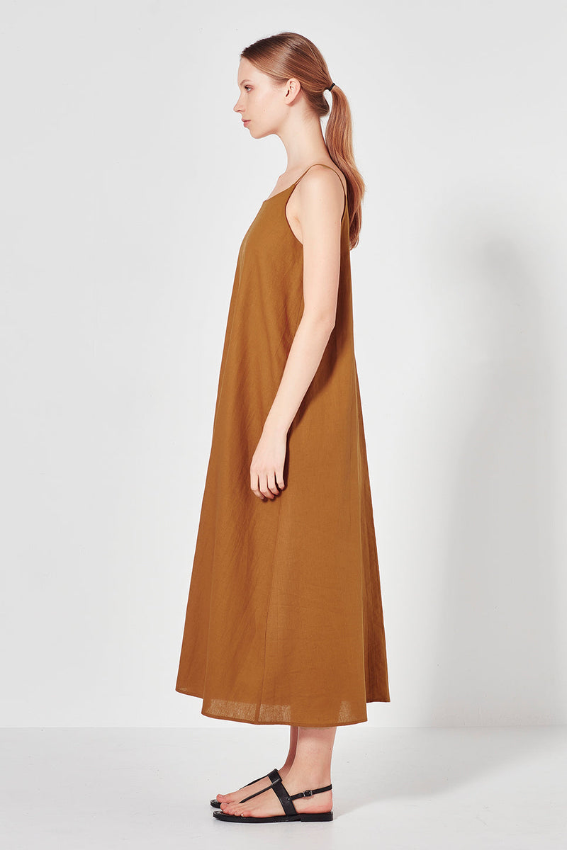 Shjark Corsica Linen Slip Dress - Terracotta Sz10