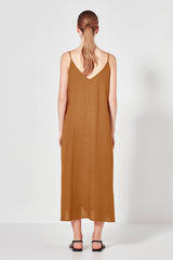Shjark Corsica Linen Slip Dress - Terracotta Sz10