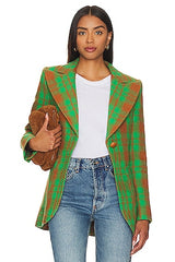 SMYTHE Patch Pocket Birkin Blazer - Kelly Green Plaid Sz4 NZ8