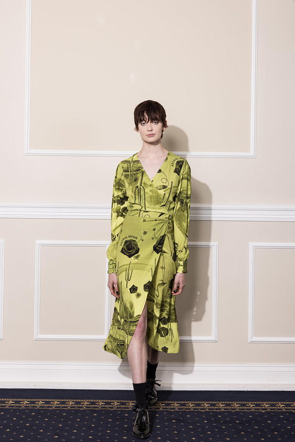 SALASAI Hearts on Fire Wrap Dress - Neon Desert SzS