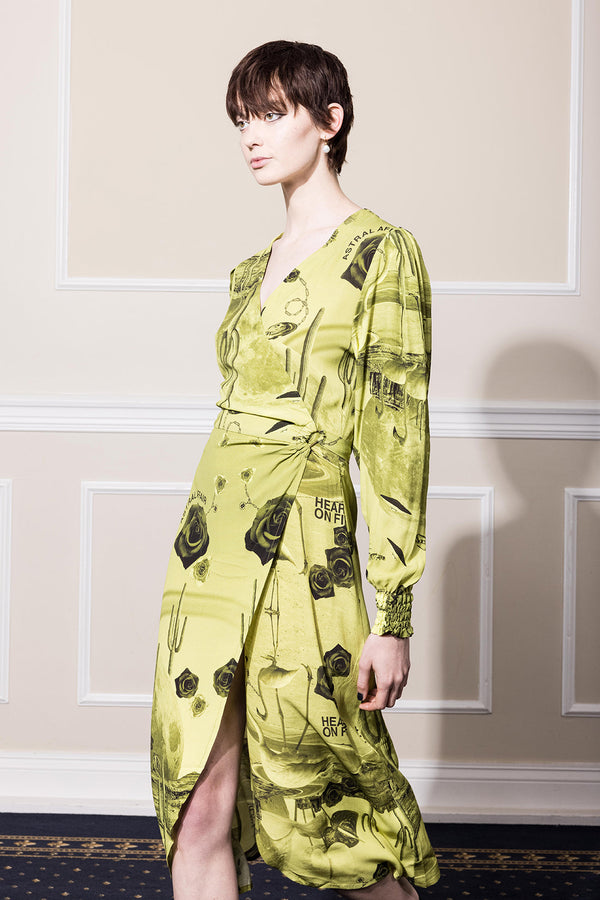 SALASAI Hearts on Fire Wrap Dress - Neon Desert SzS