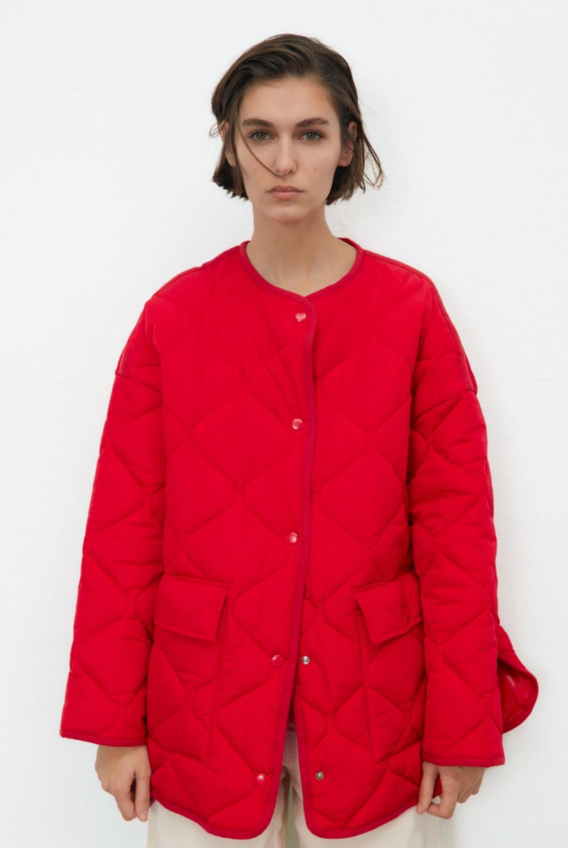 Quilted Liner Jacket Red Bunnies