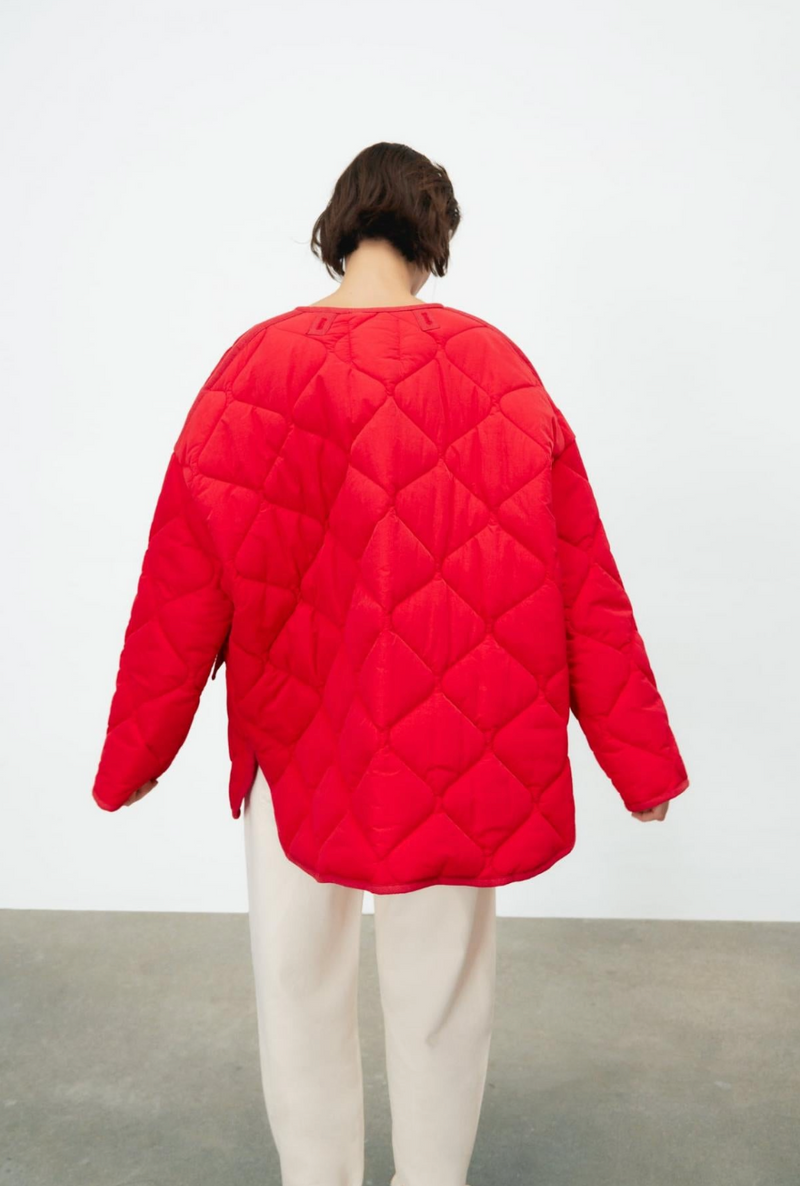 Quilted Liner Jacket Red Bunnies