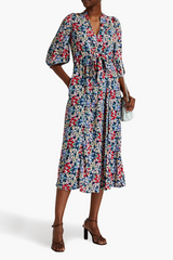 BYTIMO Floral Crepe Midi Dress SzXS