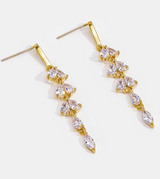 BEAUTIFUL EARTH Gold & CZ Leaf Drop Earrings