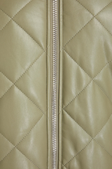 JAKKE Quilted Vegan Leather Coat - Sage Green