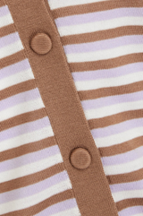 THEORY V Neck Stripe Wool Cardigan - Lavender SzM