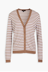 THEORY V Neck Stripe Wool Cardigan - Lavender SzM