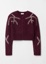& OTHER STORIES Embroidered Mohair & Wool Cardigan - Maroon SzM