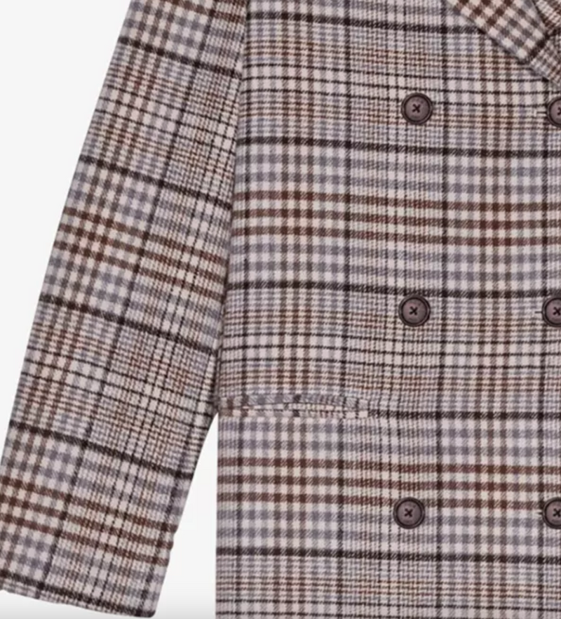 MAJE Checked Double Breasted Coat - Sz38 NZ10