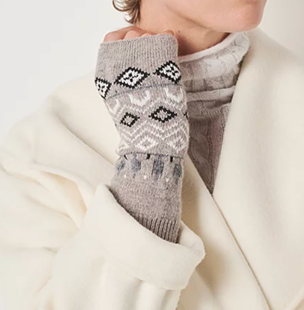 THE WHITE COMPANY Wool Blend Fairisle Beanie & Wrist Warmer Set