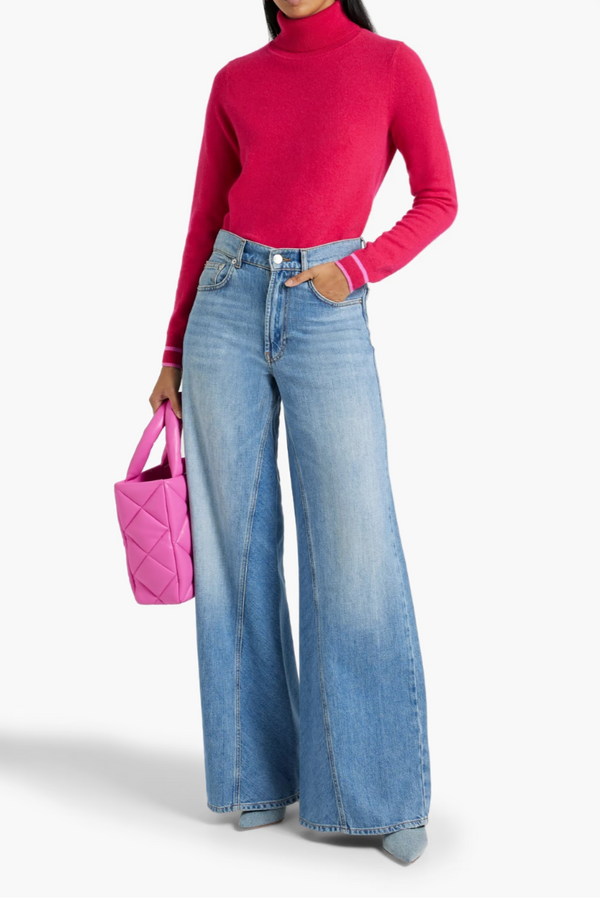 CHINTI & PARKER Merino Cashmere Blend Rollneck - Bright Pink SzL