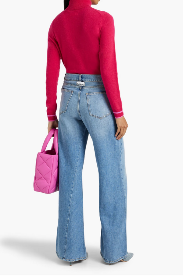 CHINTI & PARKER Merino Cashmere Blend Rollneck - Bright Pink SzL