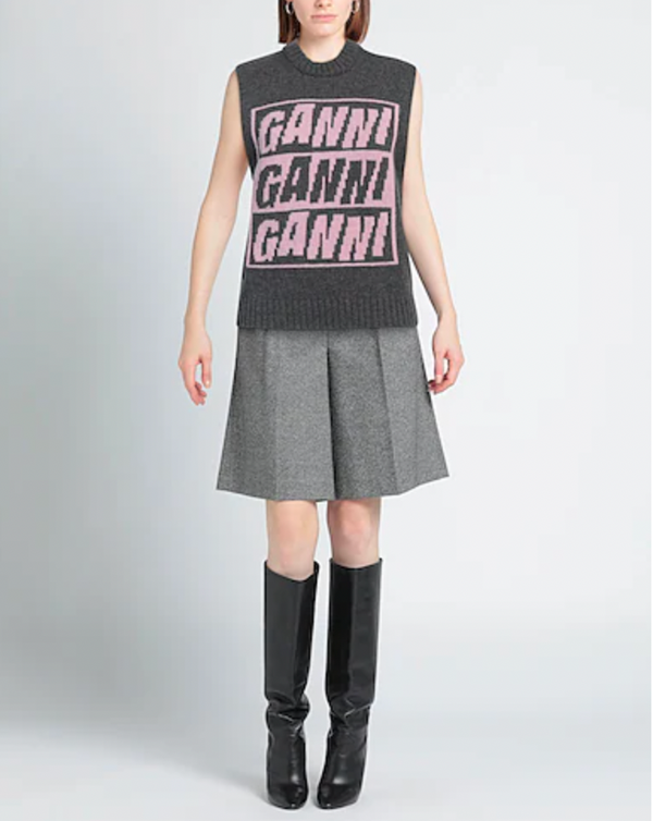 GANNI Graphic Wool Vest - Frost Gray Sz L
