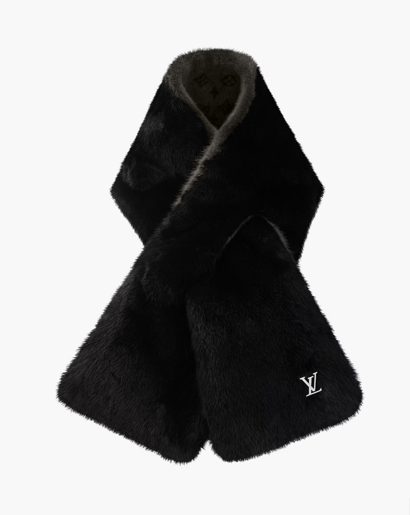 LOUIS VUITTON Monogram Reverse Fur Scarf