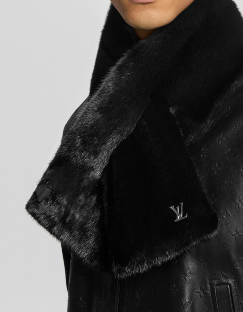 LOUIS VUITTON Monogram Reverse Fur Scarf