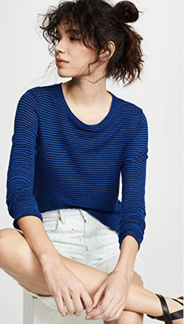 ISABEL MARANT ETOILE Kaaron Linen Blend Long Sleeve T - Cobalt SzL