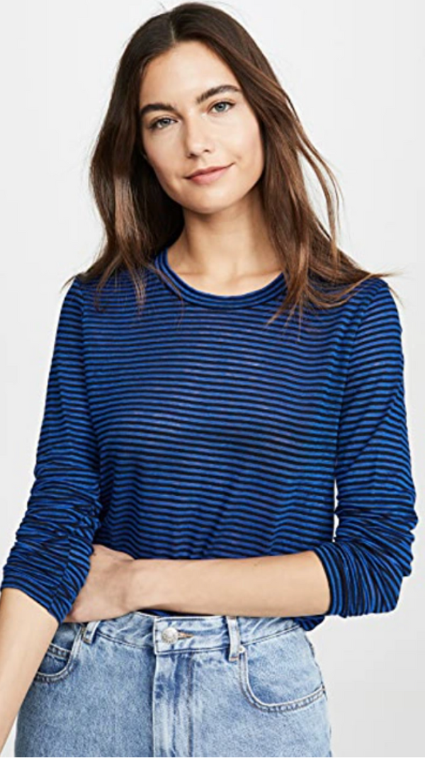 ISABEL MARANT ETOILE Kaaron Linen Blend Long Sleeve T - Cobalt SzL