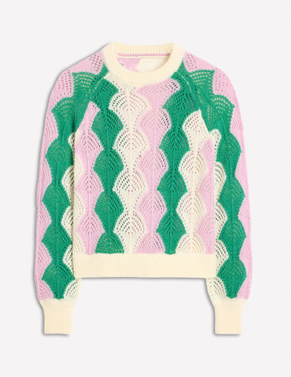 BODEN Fluffy Raglan Jumper - Lavender & Green SzL