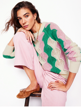 BODEN Fluffy Raglan Jumper - Lavender & Green SzL