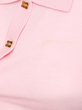 GANNI Knitted Polo Shirt - Pink SzL